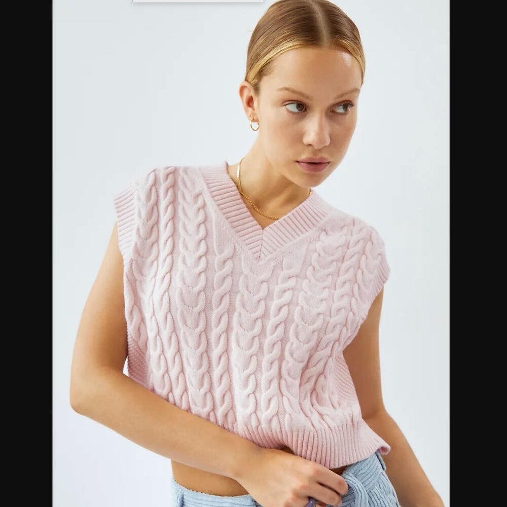 Sunday Best Pink Winston Knit Cropped Vest Medium